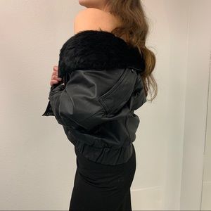 Vintage Mario Zarelli Leather Jacket w/ Fur Collar